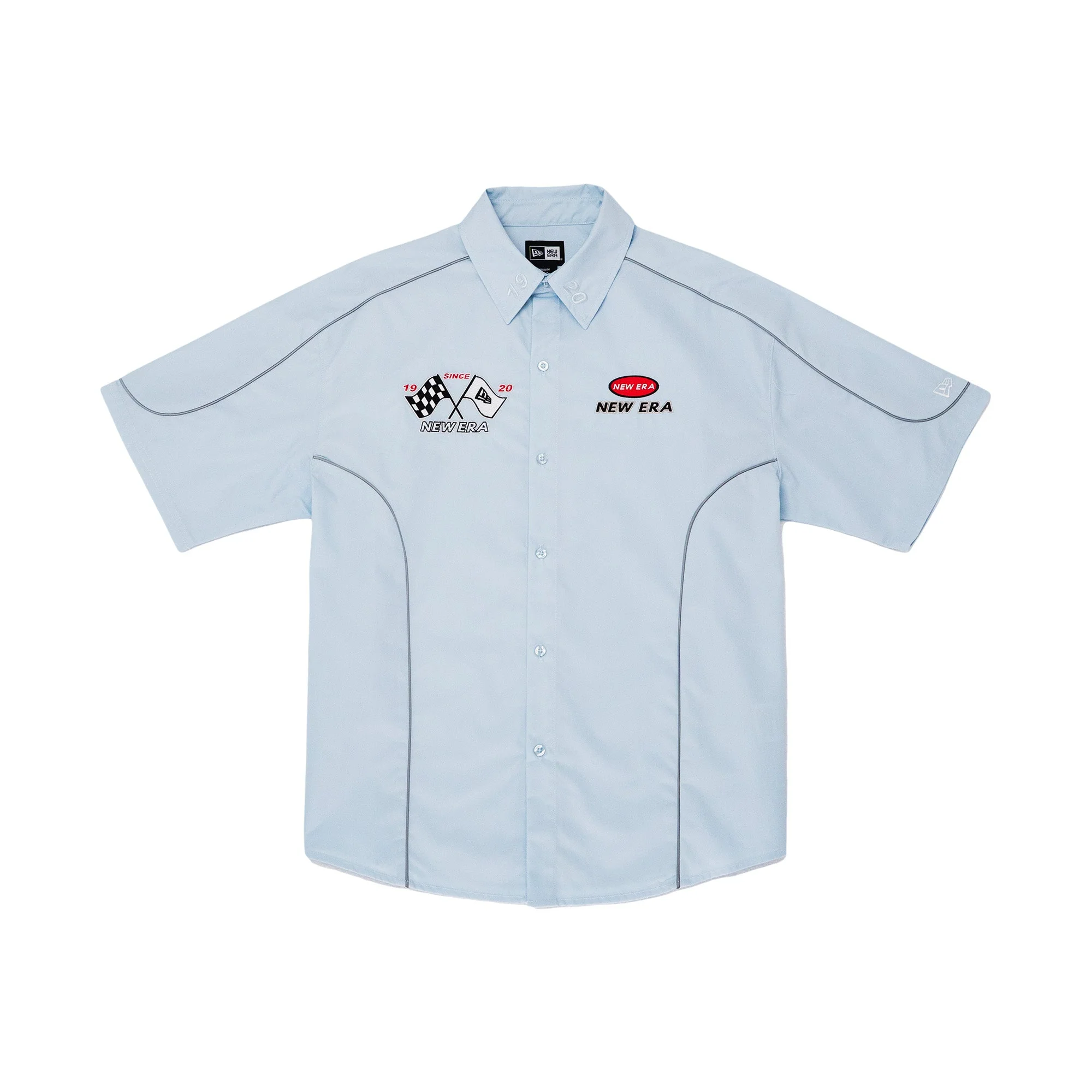 New Era Racing Light Blue Short Sleeve Woven Shirt