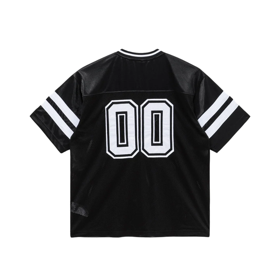 Retro Sports Mesh Top Black Short Sleeve T-Shirt - Image 2