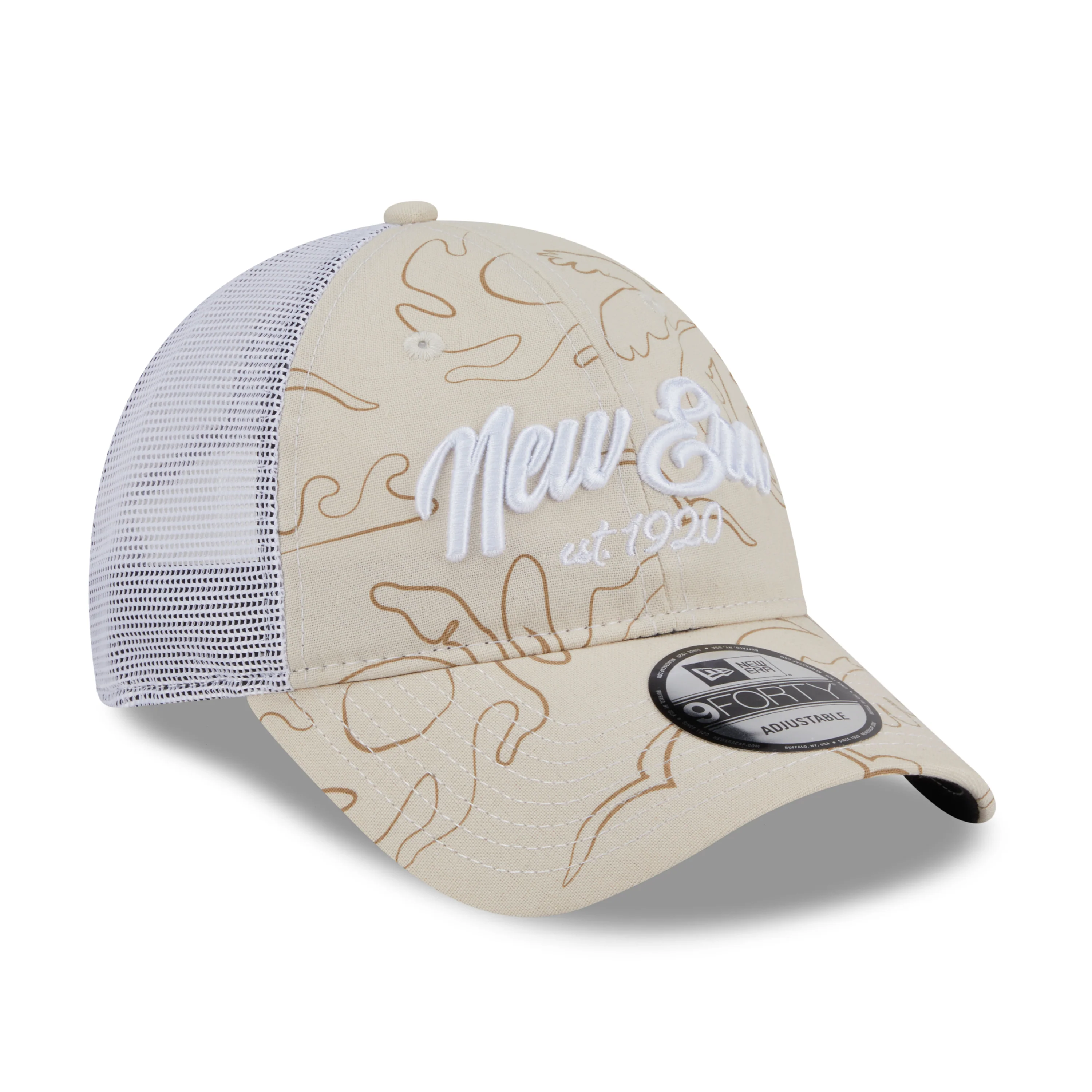 9FORTY Unstructured Trucker New Era Resort Vintage Stone White Adjustable - Image 3