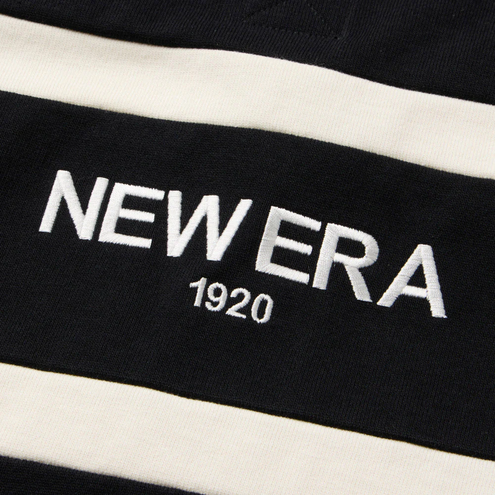 New Era Stripe Black Oversized Short Sleeve Rugby Shirt - Image 4