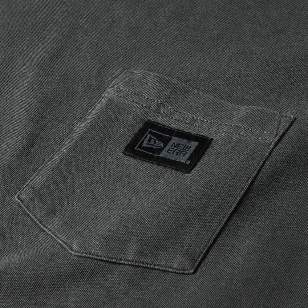 New Era Garment Dyed Box Logo Woven Patch Charcoal Gray Short Sleeve T-Shirt - Image 3