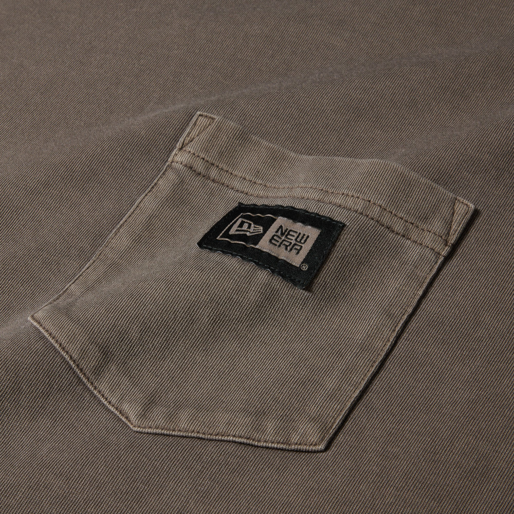 New Era Garment Dyed Box Logo Woven Patch Brown Short Sleeve T-Shirt - Image 3