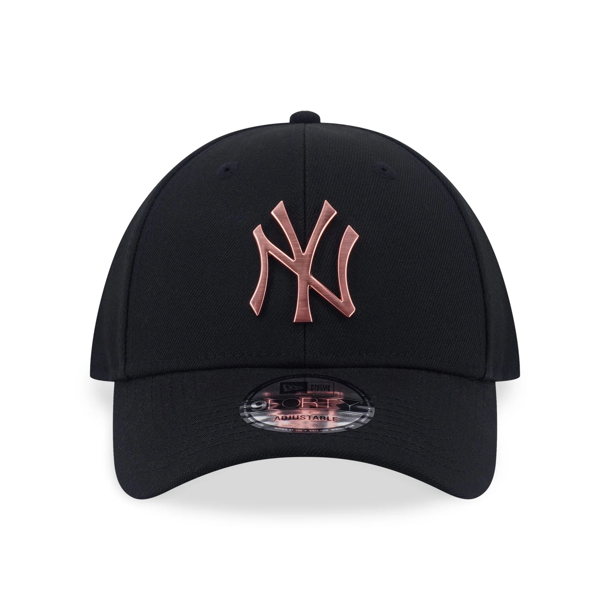 9FORTY New York Yankees Rose Gold Metal Badge Black Adjustable - Image 2
