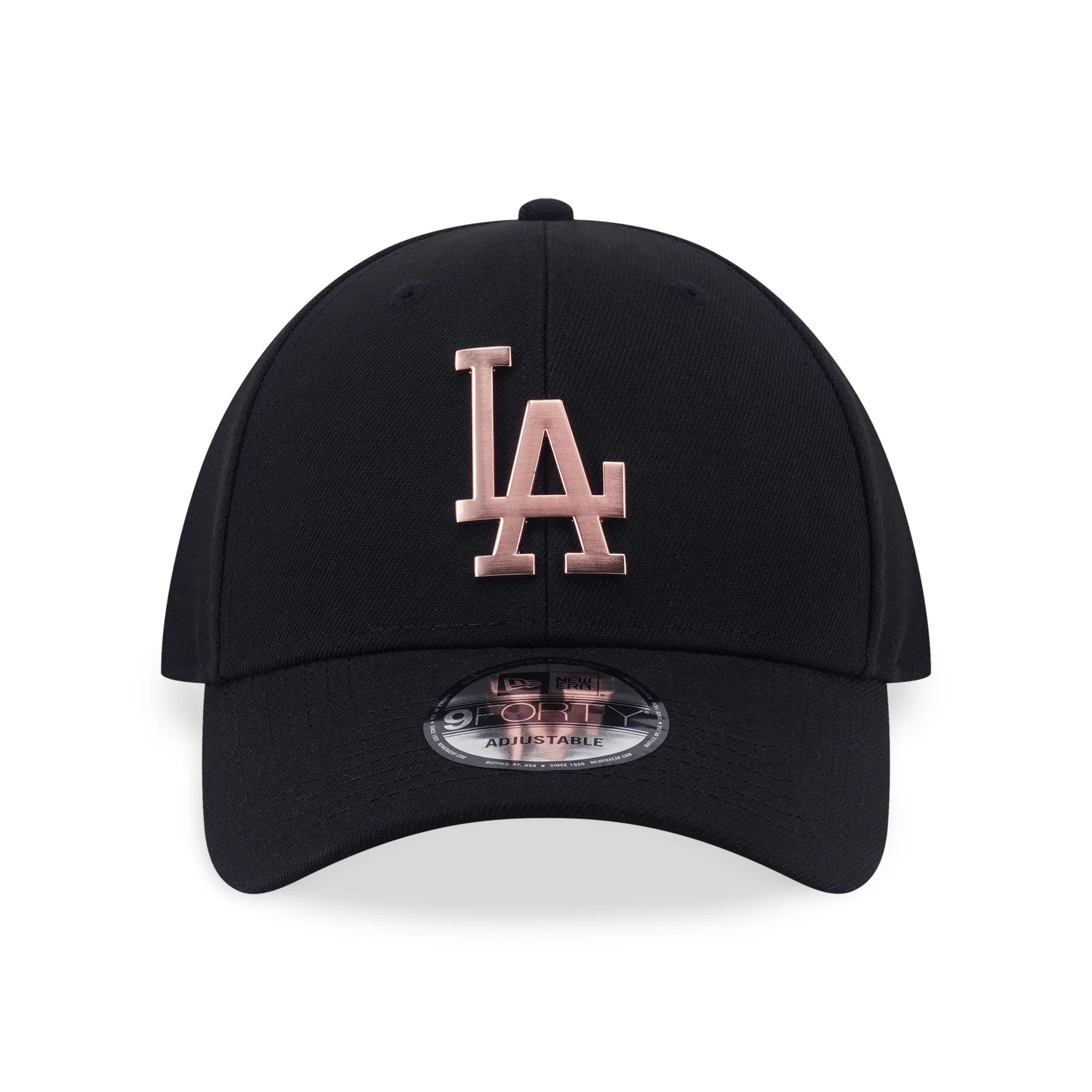9FORTY Los Angeles Dodgers Rose Gold Metal Badge Black Adjustable - Image 2