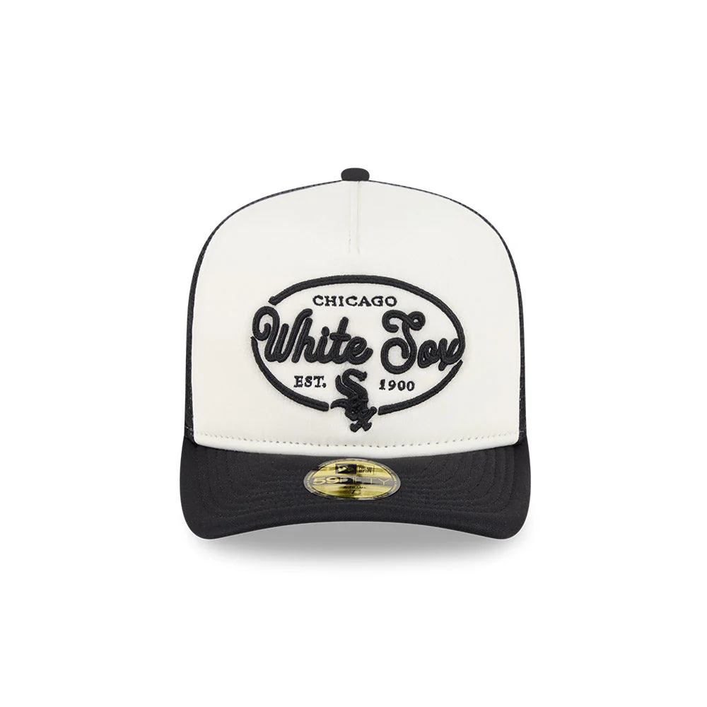 59FIFTY A-Frame Pre-Curved Trucker Chicago White Sox 59FIFTY® Day 2-Tone Black Visor Chrome White Fitted - Image 2