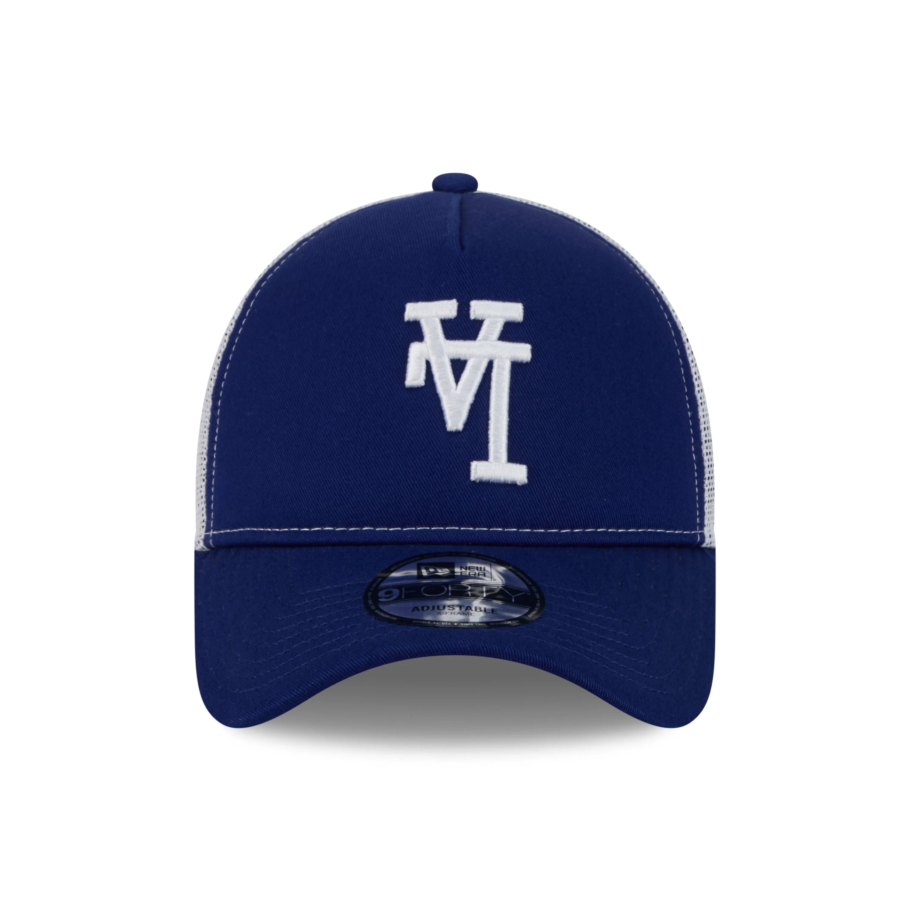 9FORTY A-Frame Trucker Foam Los Angeles Dodgers Upside Down Dark Royal White Snapback - Image 2