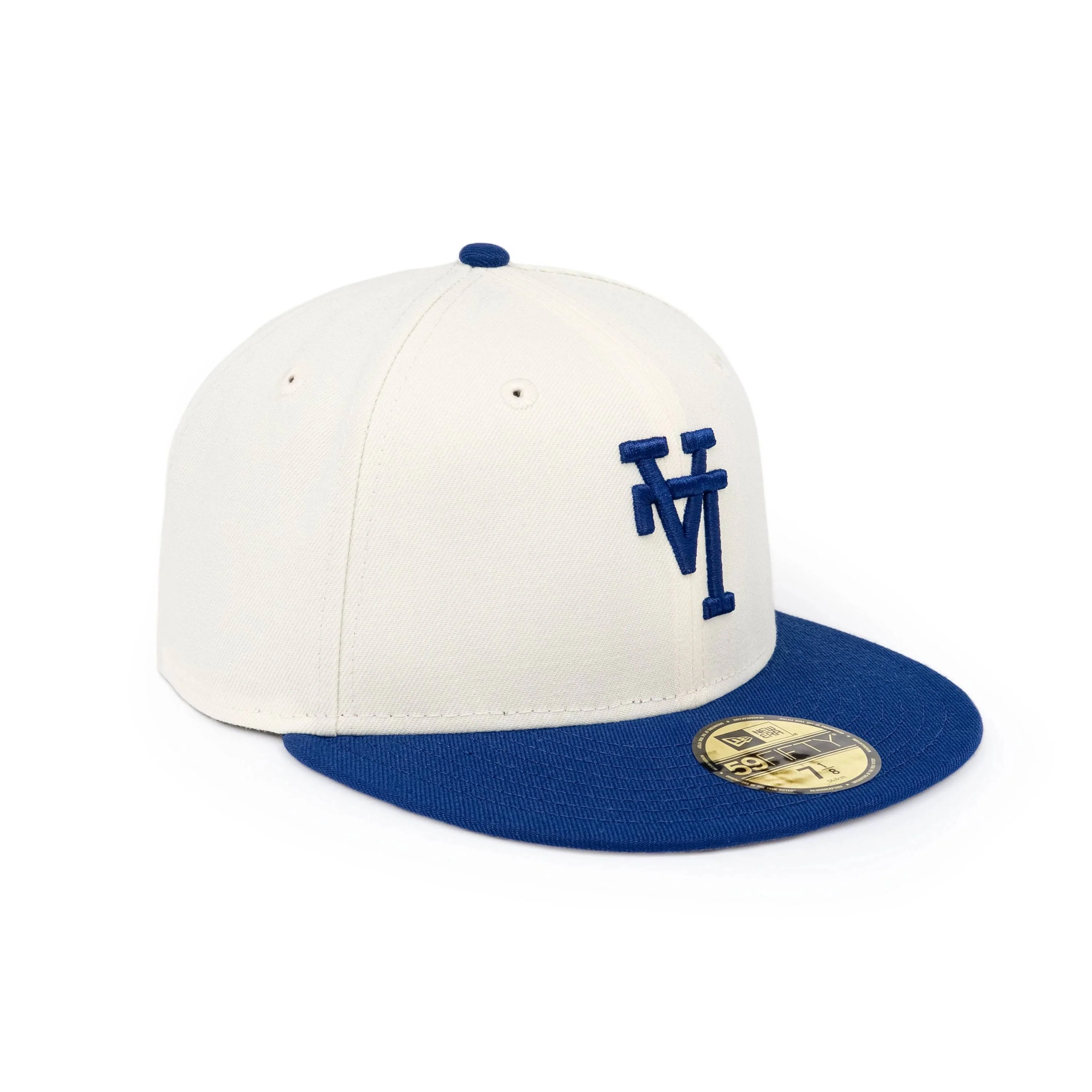 59FIFTY Los Angeles Dodgers Upside Down Dark Royal Visor Chrome White Fitted - Image 3