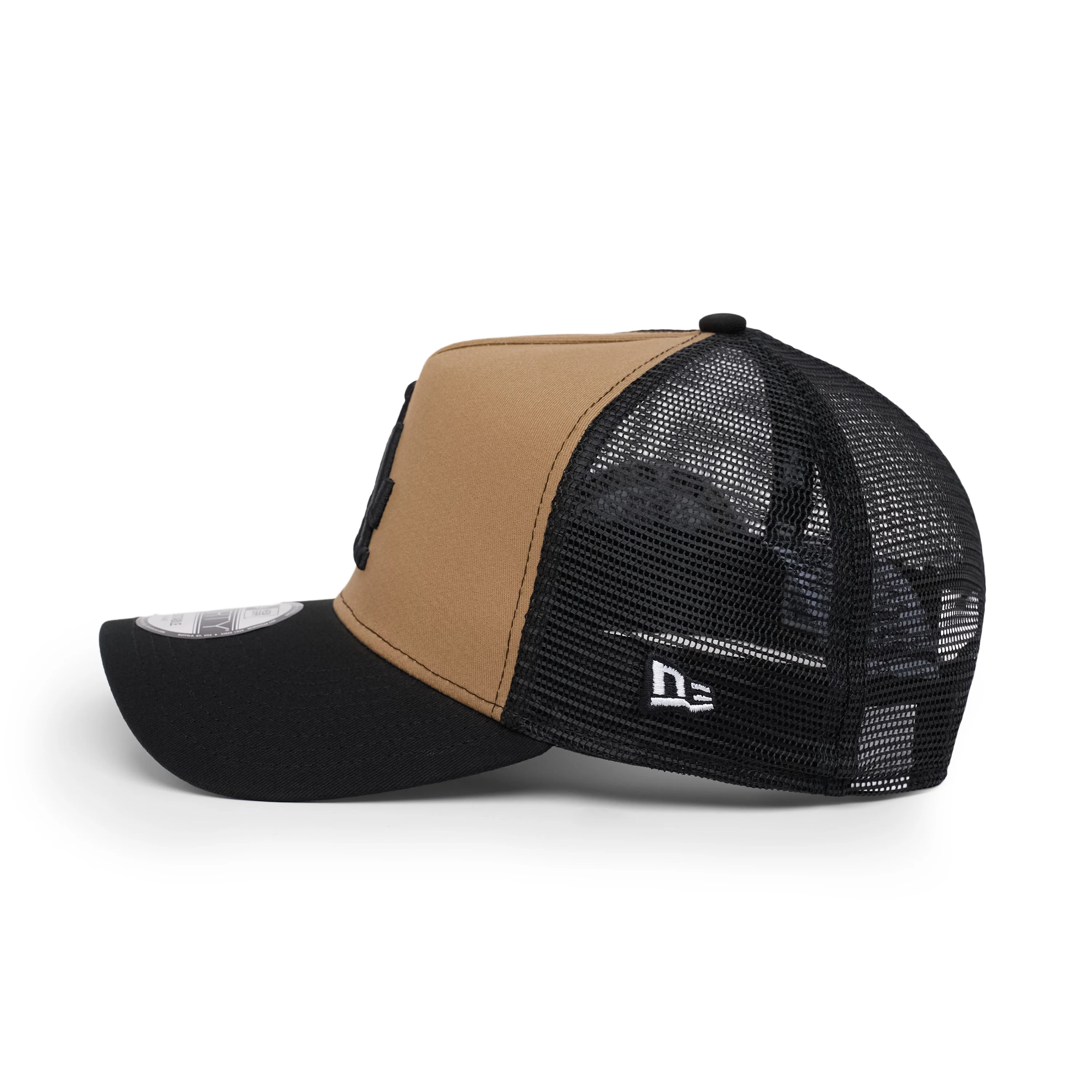 9FORTY A-Frame Trucker Los Angeles Dodgers Stadium 50th Anniversary Khaki Black Snapback - Image 6