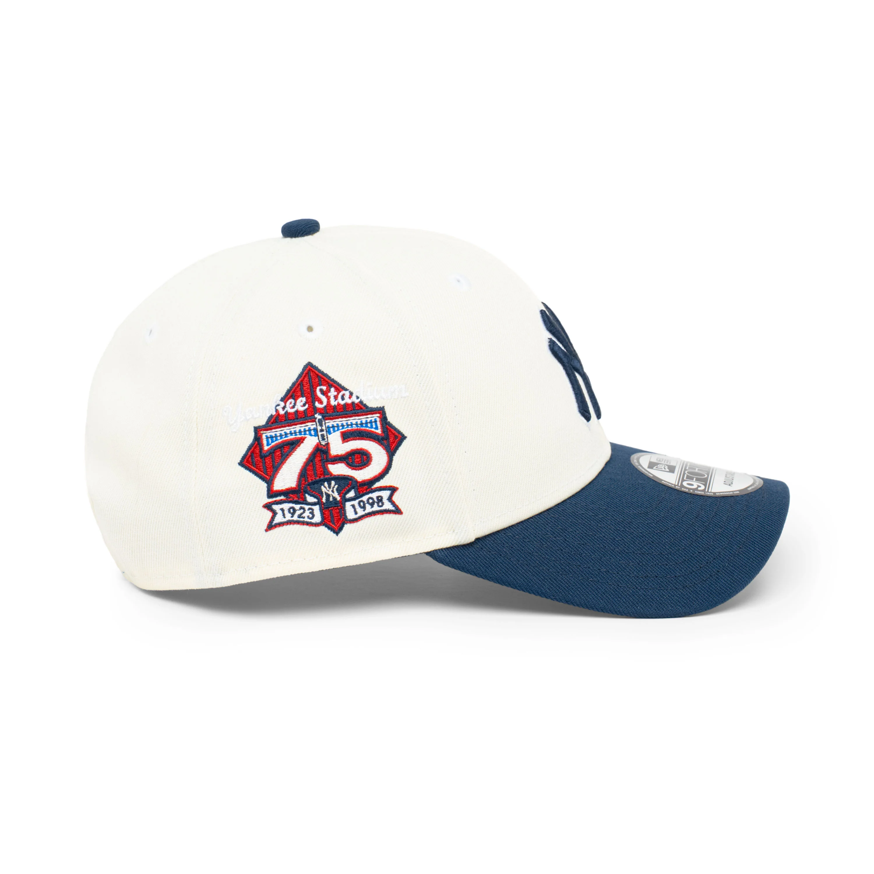 9FORTY New York Yankees Stadium 75th Anniversary 2-Tone Oceanside Blue Visor Chrome White Snapback - Image 5