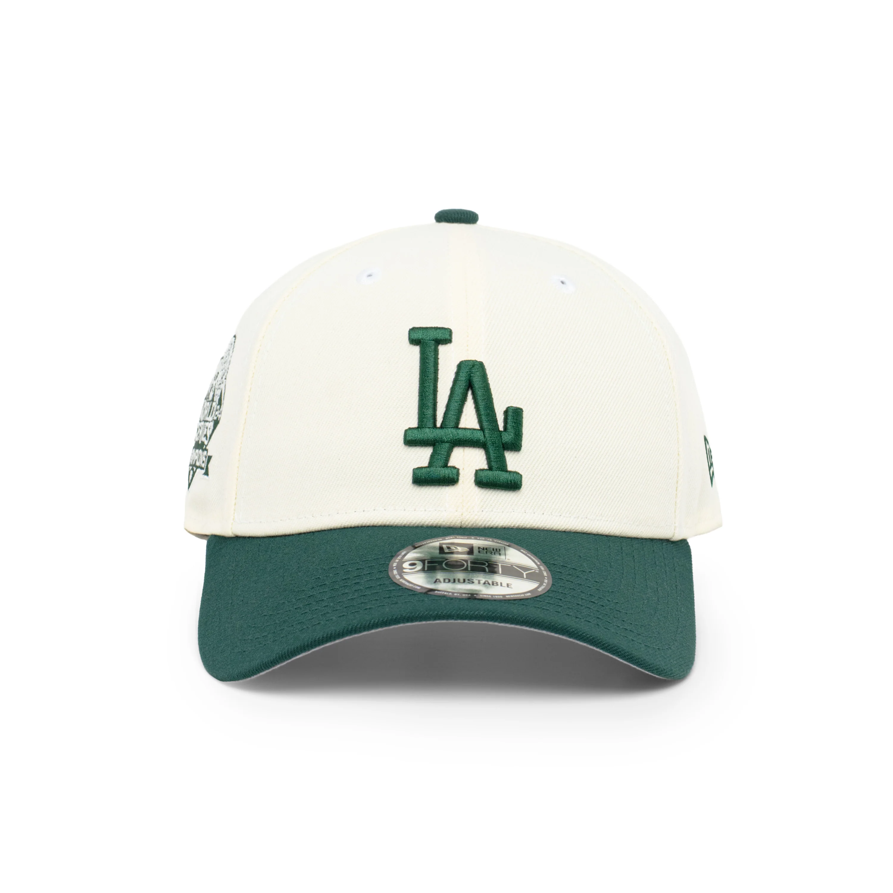 9FORTY Los Angeles Dodgers World Series Champions 2024 2-Tone Dark Green Visor Chrome White Snapback - Image 2