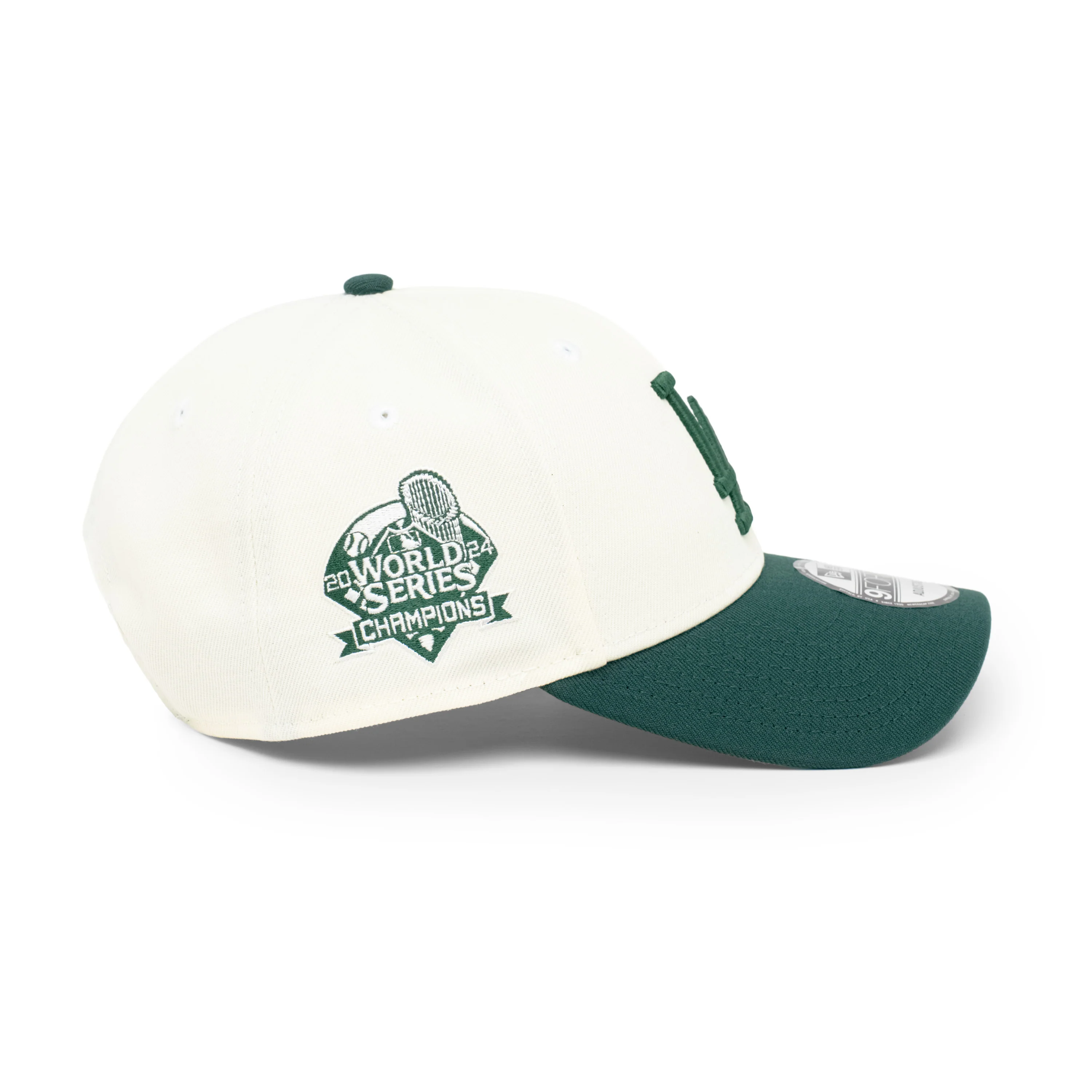 9FORTY Los Angeles Dodgers World Series Champions 2024 2-Tone Dark Green Visor Chrome White Snapback - Image 5
