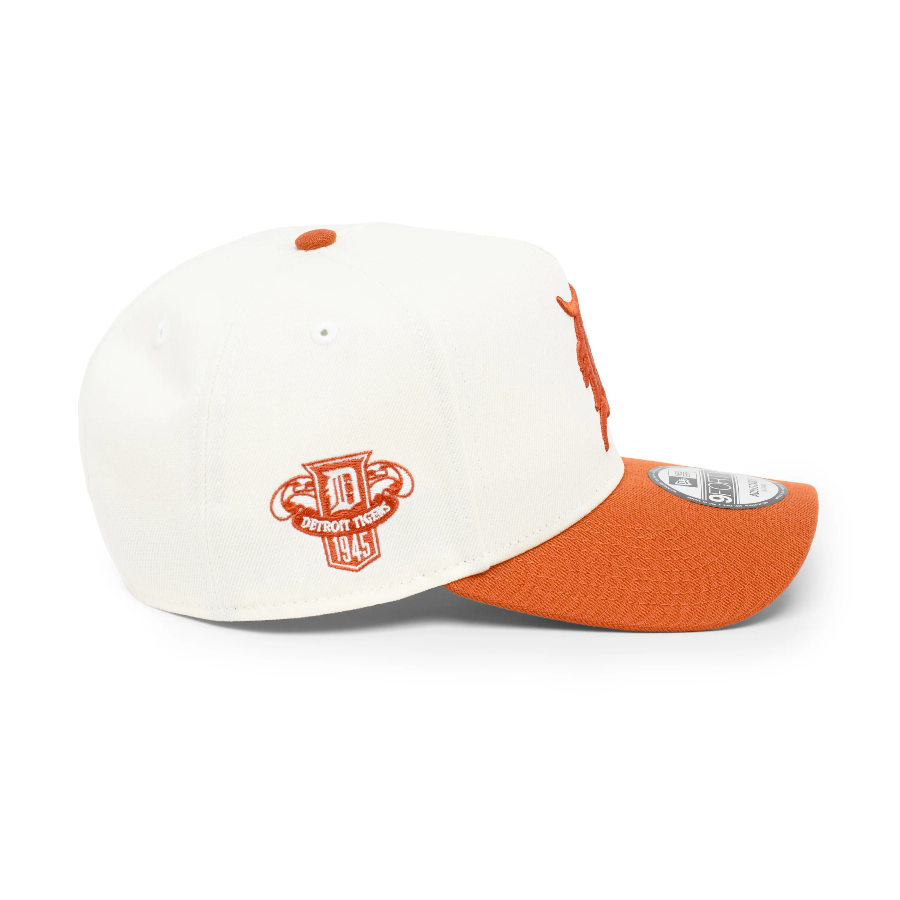 9FORTY A-Frame Detroit Tigers 1945 2-Tone Rush Orange Visor Chrome White Snapback - Image 5