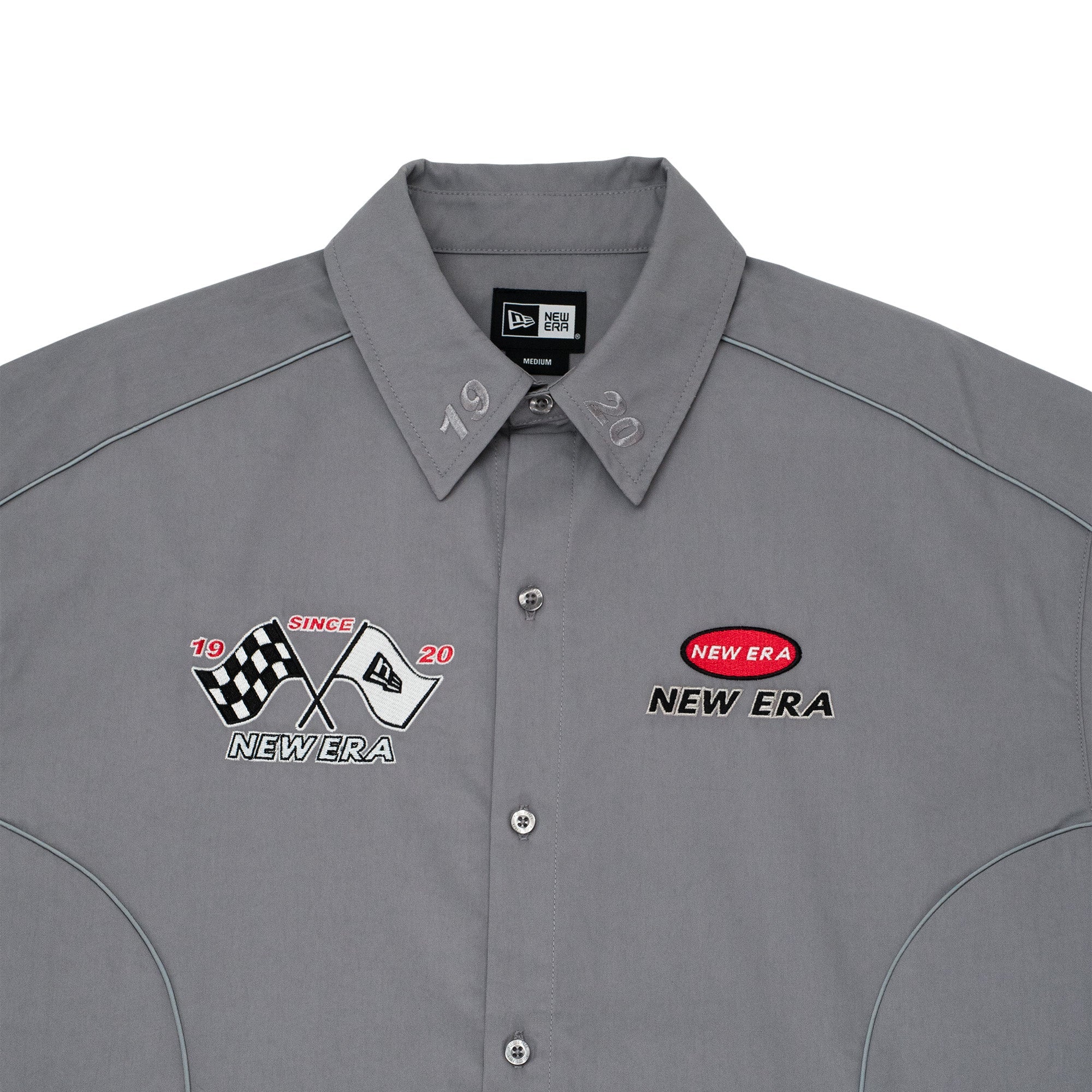 New Era Racing Grey Short Sleeve Woven Shirt - Image 3